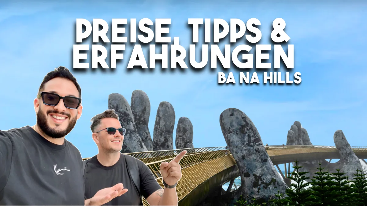 Die Golden Bridge mit den steinernen Händen in den Ba Na Hills, Vietnam