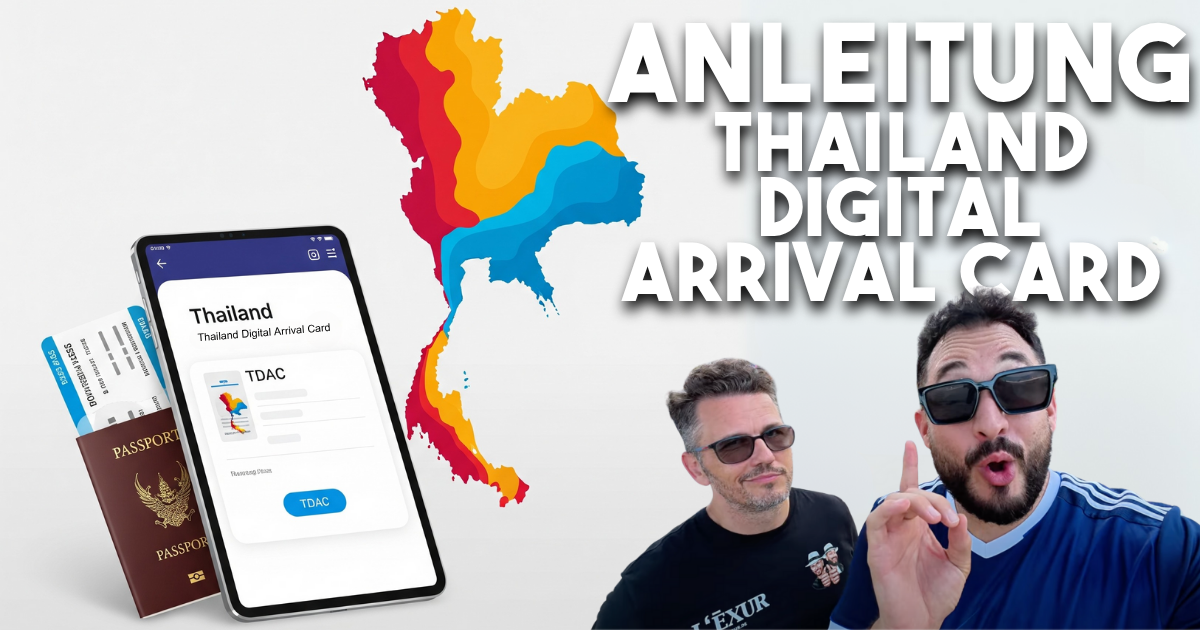 Digitales Formular der Thailand Digital Arrival Card (TDAC) auf einem Smartphone mit Reisepass